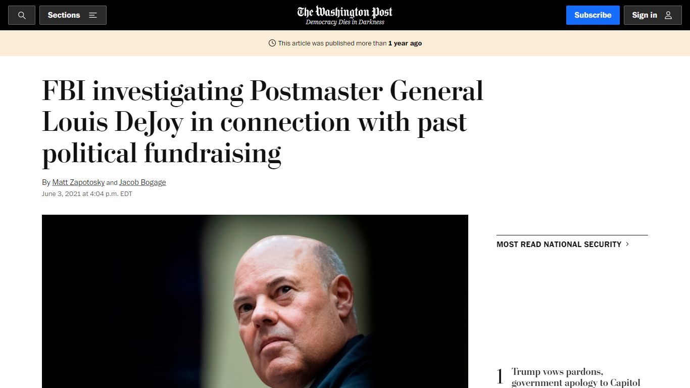 Postmaster General Louis DeJoy being investigated by FBI - The ...